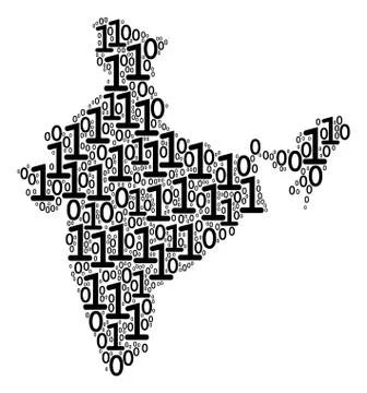 India Map Mosaic of Binary Digits Illustrazione stock