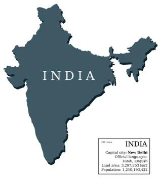 India map outline with country data sheet. Ilustración de archivo