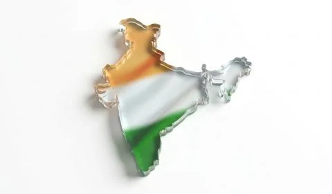 India map outline with flag colors glass effect isolated on white background. Stock Illustration