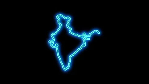 India Map Outline Neon Lights Video stock 332849637