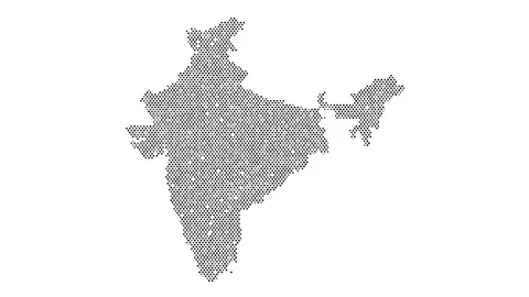 India map from particles, dots. Digital silhouette. Abstract animation back.. Stock Footage 257378963