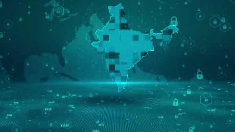 India Map Password Security Digital Business Technology Background Stock Footage 339044440