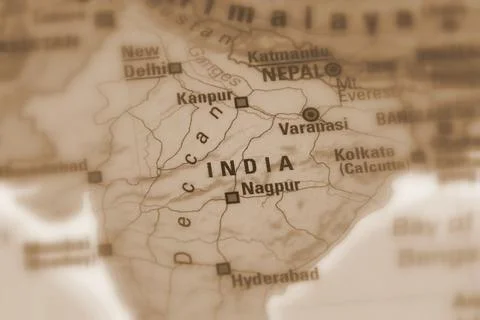 India on a map Stock Photos