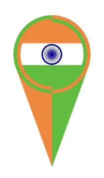 India Map Pointer Location Flag Stock Illustration