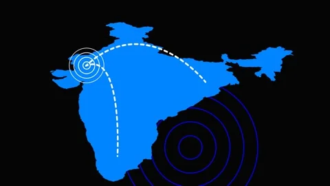 India map with radio waves animation. Vídeos de archivo 336181049