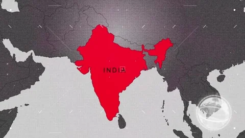 India  Map Red and Gray with Effects Stock Footage 342454945