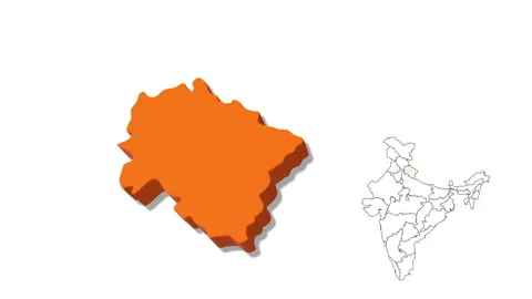 India Map Showing Uttarakhand State in Detail Stock Footage 282700922