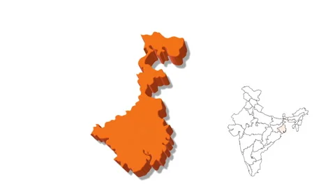 India Map Showing West Bengal Stock Footage 282667607