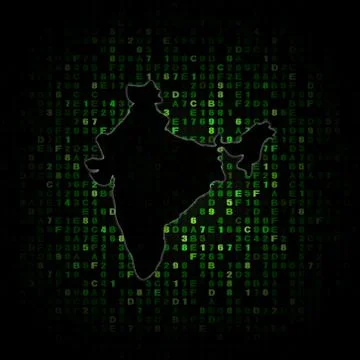 India map silhouette on hex code illustration Stock Illustration