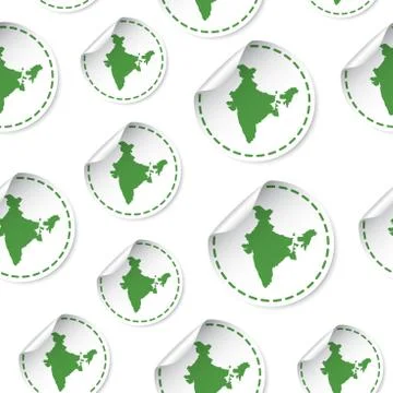 India map sticker seamless pattern background. Business concept label pictogr Illustrazione stock