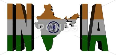 India map text with flag illustration Stock Illustration