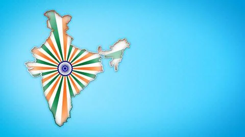 India Map with Tricolor Rays and Ashoka Chakra for Republic Independence Day イラスト素材