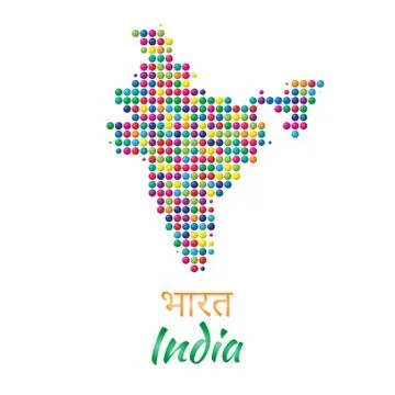 India Map vector black multicolor dotted design Stock Illustration