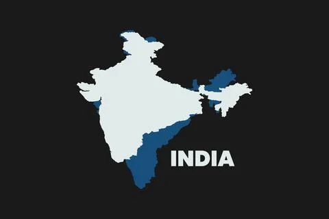 India map vector illustration. The reflected map on dark background Stock Illustration