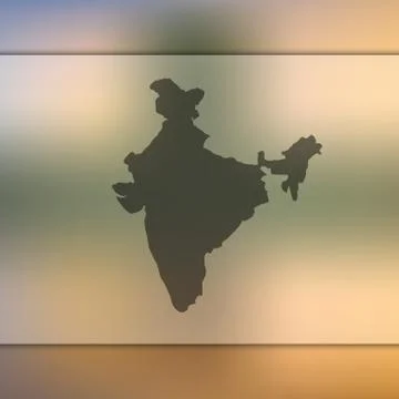 India map. Vector silhouette of India. Blurred background Stock Illustration