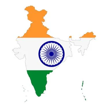 India map on white background with clipping path Stock Illustration