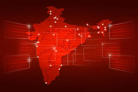 India map world map news communication red Stock-Illustration