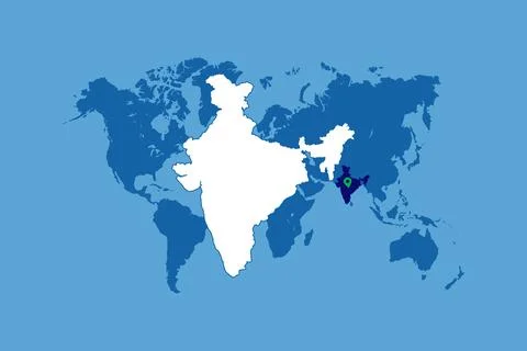 India Map in World Map. Vector illustration Stock Illustration
