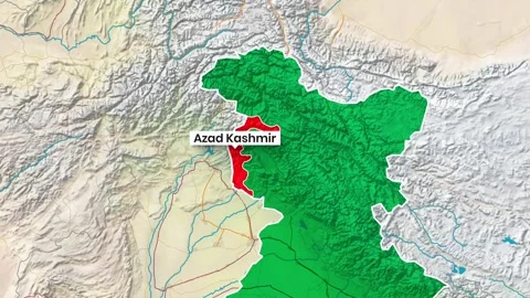 India Map Zooming In Highlighting Azad Kashmir Border Region Location Stock Footage 342709912