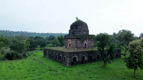 India MP Mandu Echo Point Aerial View Stock Footage 278402016