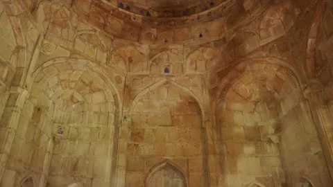 India MP Mandu Hathi mahal group Darya khan tomb Dome interior Video stock 281263904