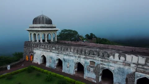 India MP Mandu Rani roopmati pavallion Aerial View Video stock 278317162