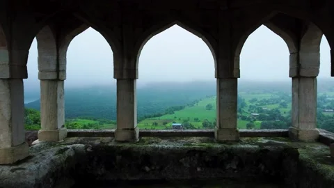 India MP Mandu Rani roopmati pavallion Dome Aerial View Video stock 278317276