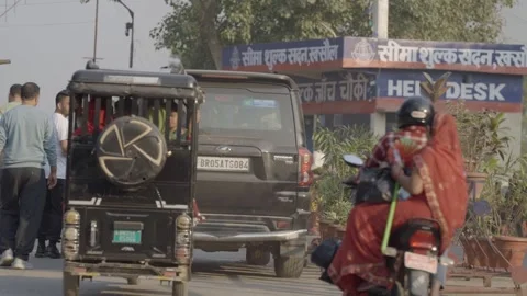 India Nepal international border customs house Stock Footage 327423675