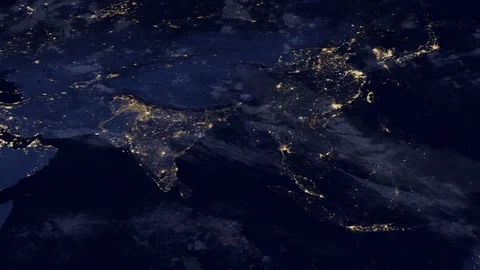 India by night, Seen from Space, Animati... | Stock Video | Pond5