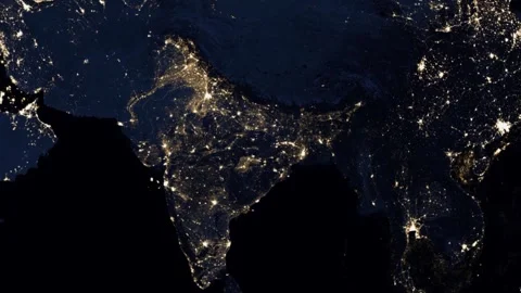 India at Night From Space Stock Footage 339018533