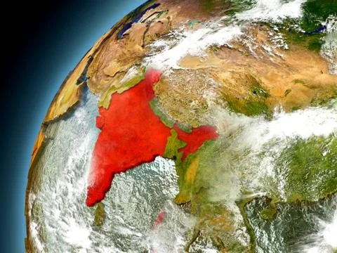 India from orbit of model Earth Stock Illustration