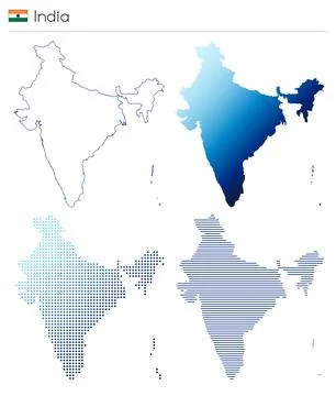 India - outline, gradient, dotted and lines geometrical country shape Illustrazione stock