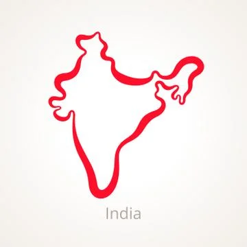India - Outline Map Stock Illustration