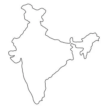 India outline vector map, geographic border silhouette, cartographic illust.. 库存插图
