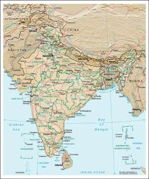 India physiography map Stock Illustration