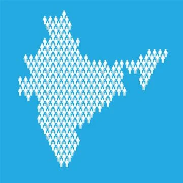 India population. Statistic map made from stick figure people Illustrazione stock