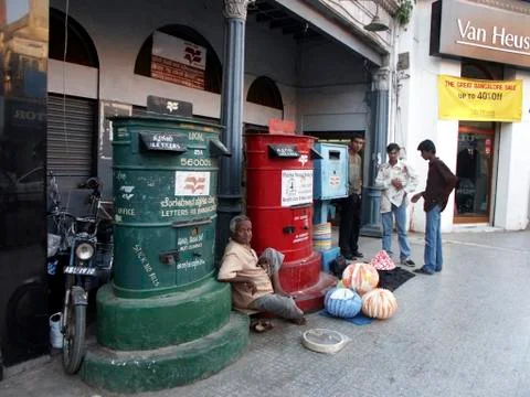 India post boxes on brigade road bangalore Stock Photos