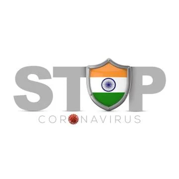 India protective shield. Stop coronavius concept. 3D Render Stock Illustration