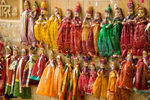 India, Puppet hanged up to a wall 스톡 사진