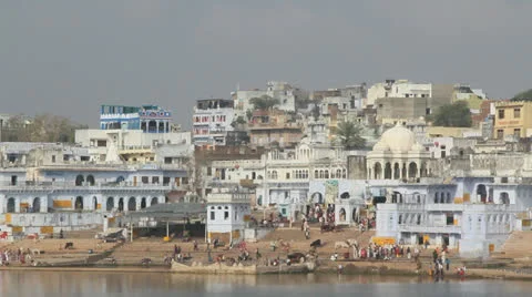 India Pushkar city view Stock Footage 24617440