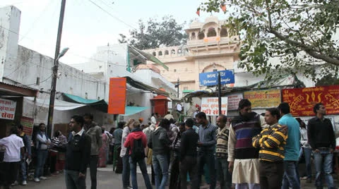 India Pushkar crowd of people Stock Footage 24631423