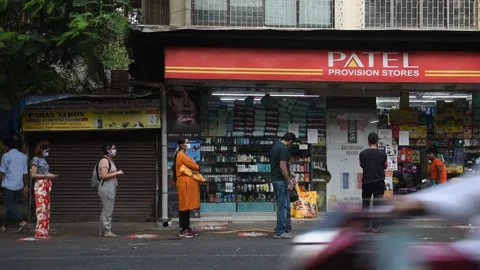 INDIA-QUEUE-SOCIAL DISTANCING Stock Footage 146014382