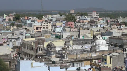 India Rajasthan Deogarh rooftop domes and pastel facades  Stock Footage 24453432