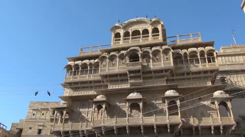 India Rajasthan Jaisalmer palace with various domes  Stock Footage 24612853