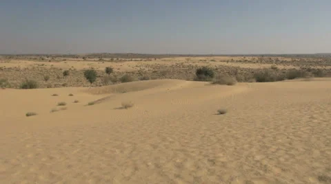 India Rajasthan Thar desert landscape with windswept sand Stock Footage 24589051