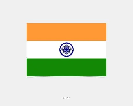 India Rectangle flag icon with shadow. Stock Illustration