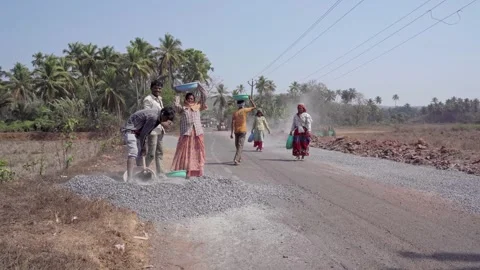 India. Road construction. Stock Footage 294383072