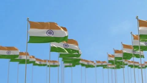 India Row Of Flags 3D Animation Stock-Footage 148698235