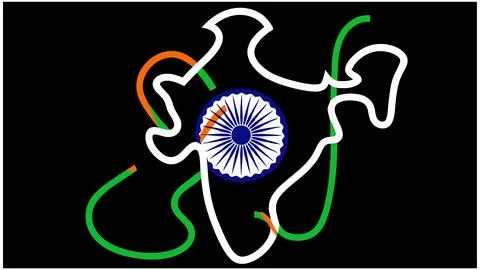 India s vibrant map outlined in tricolor celebrating independence day national Stock Illustration