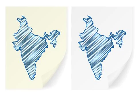 India scribble map 스톡 일러스트